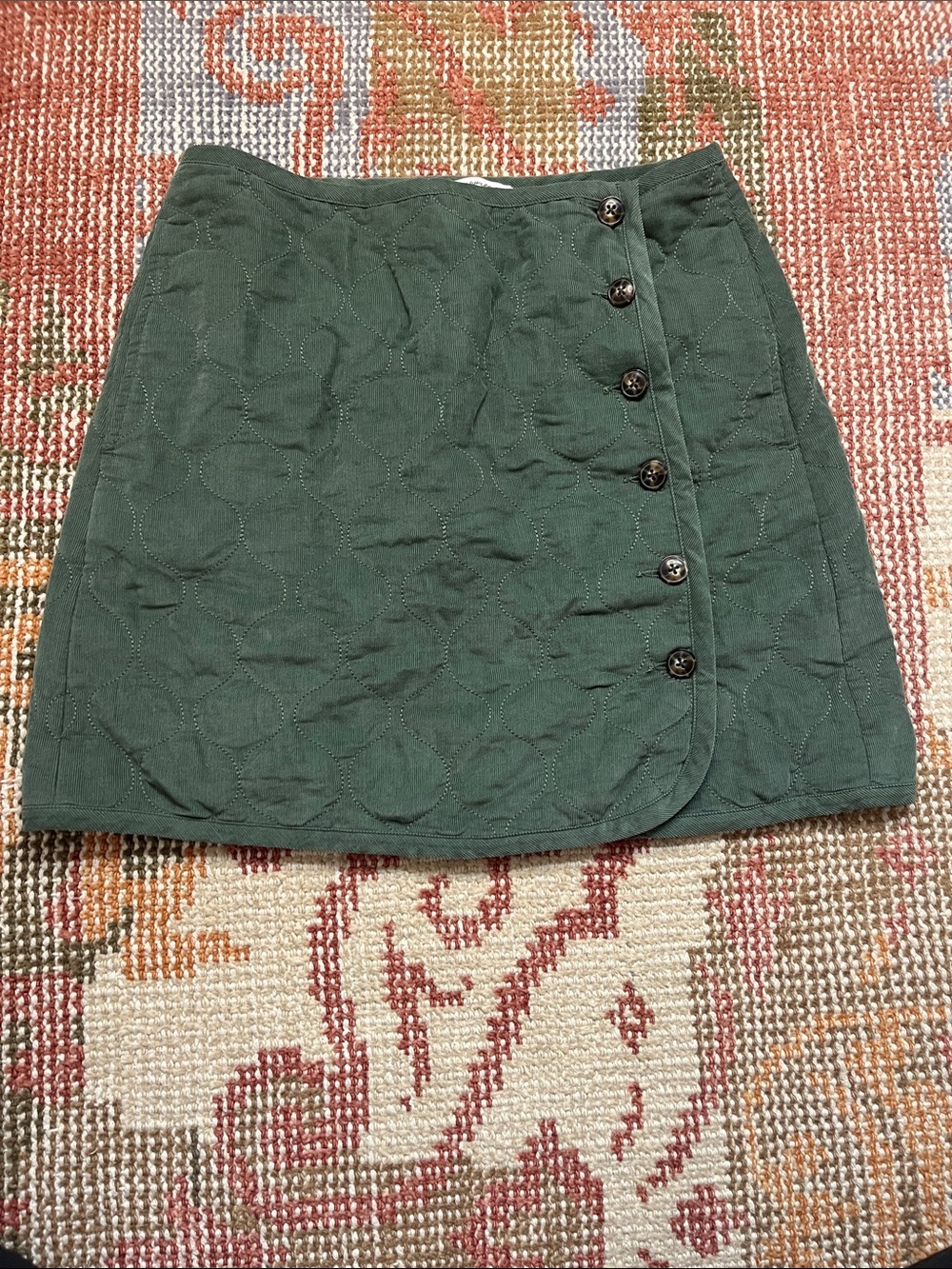NWOT Madewell Quilted Corduroy Mini Wrap Skirt Button Front Size 4 - Picture 2 of 9